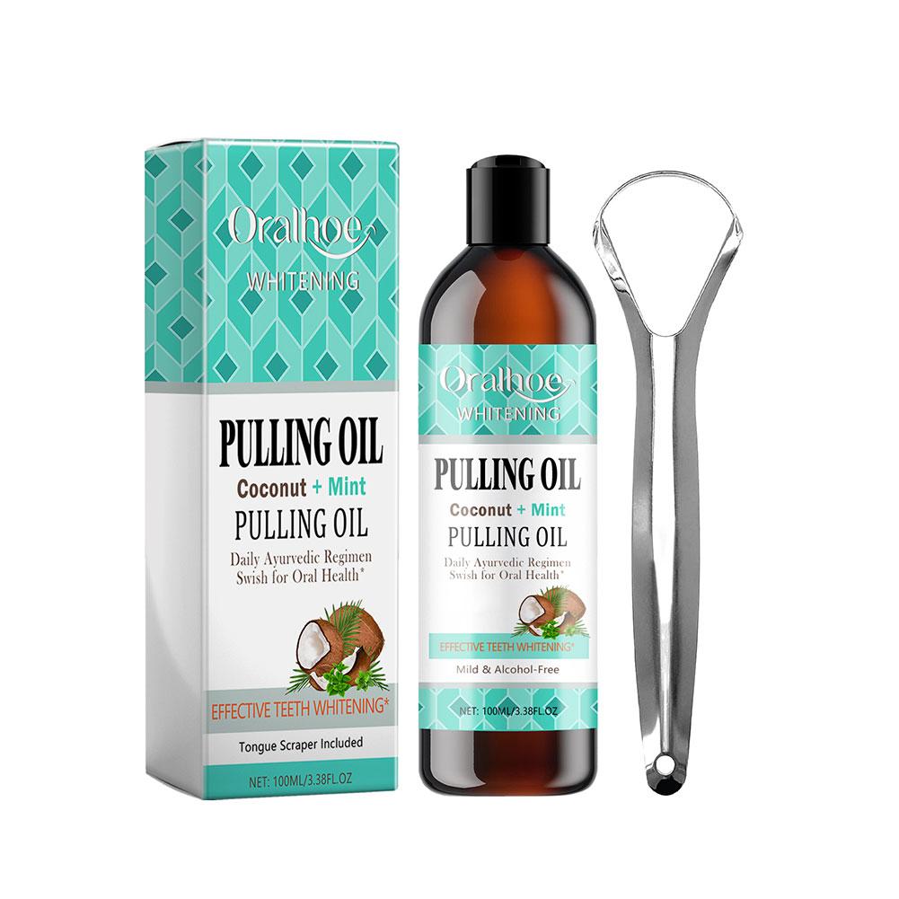 Teeth Whitening Oil Pulling - Кокосово-мятный ополаскиватель для рта без спирта,
