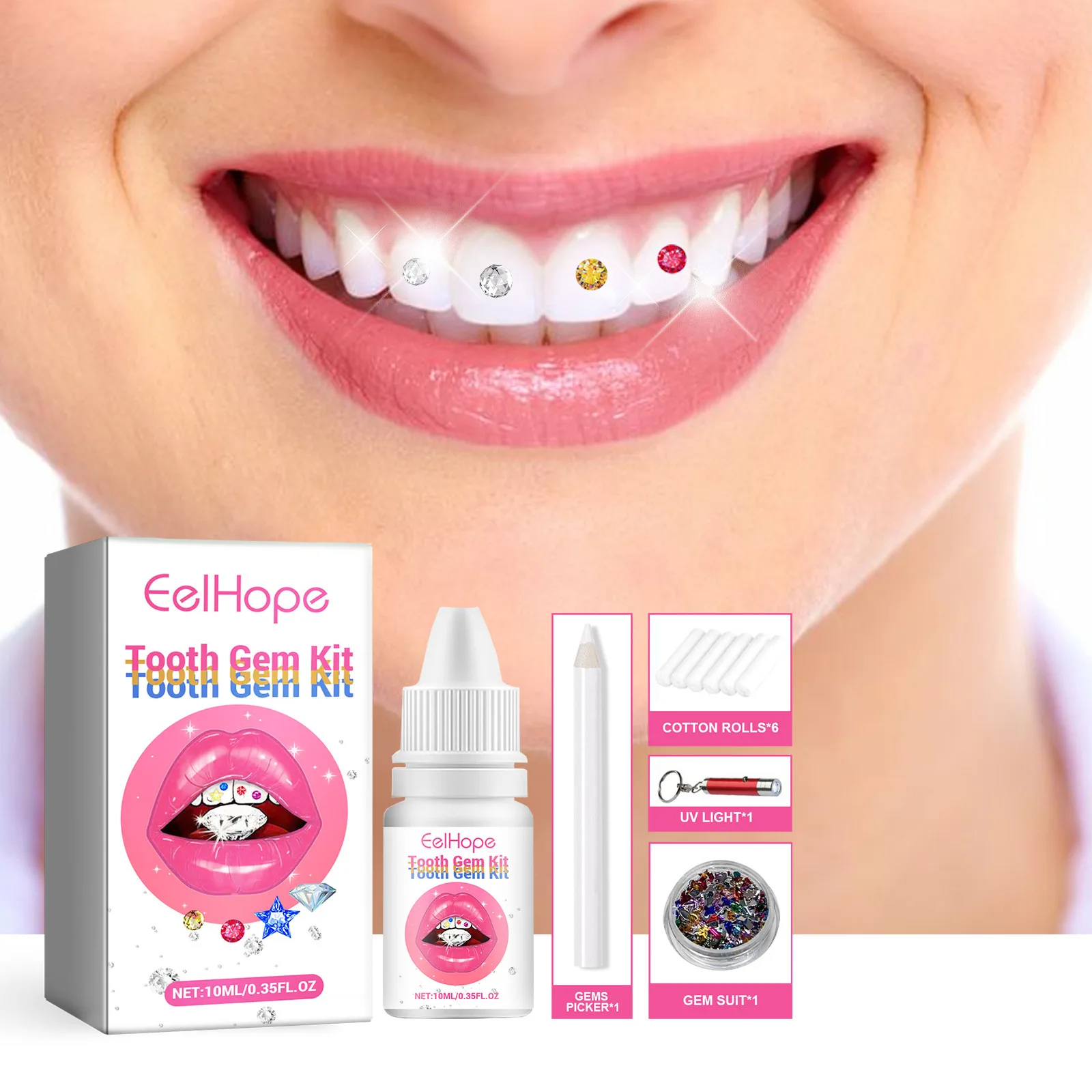 Teeth Whitening Light Kit - Набор для украшения зубов: DIY-комплект с