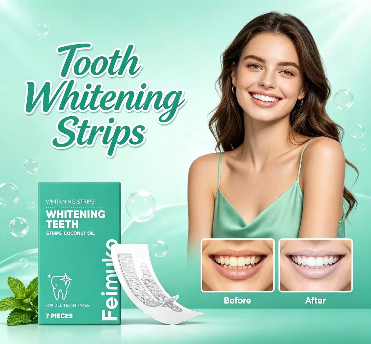 Teeth Whitening Oil Pulling - Отбеливающие полоски для зубов с кокосовым