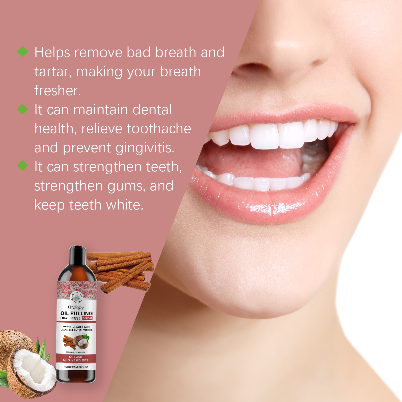 Масло для вытягивания кокоса,  – обзор и цена Teeth Whitening Oil Pulling