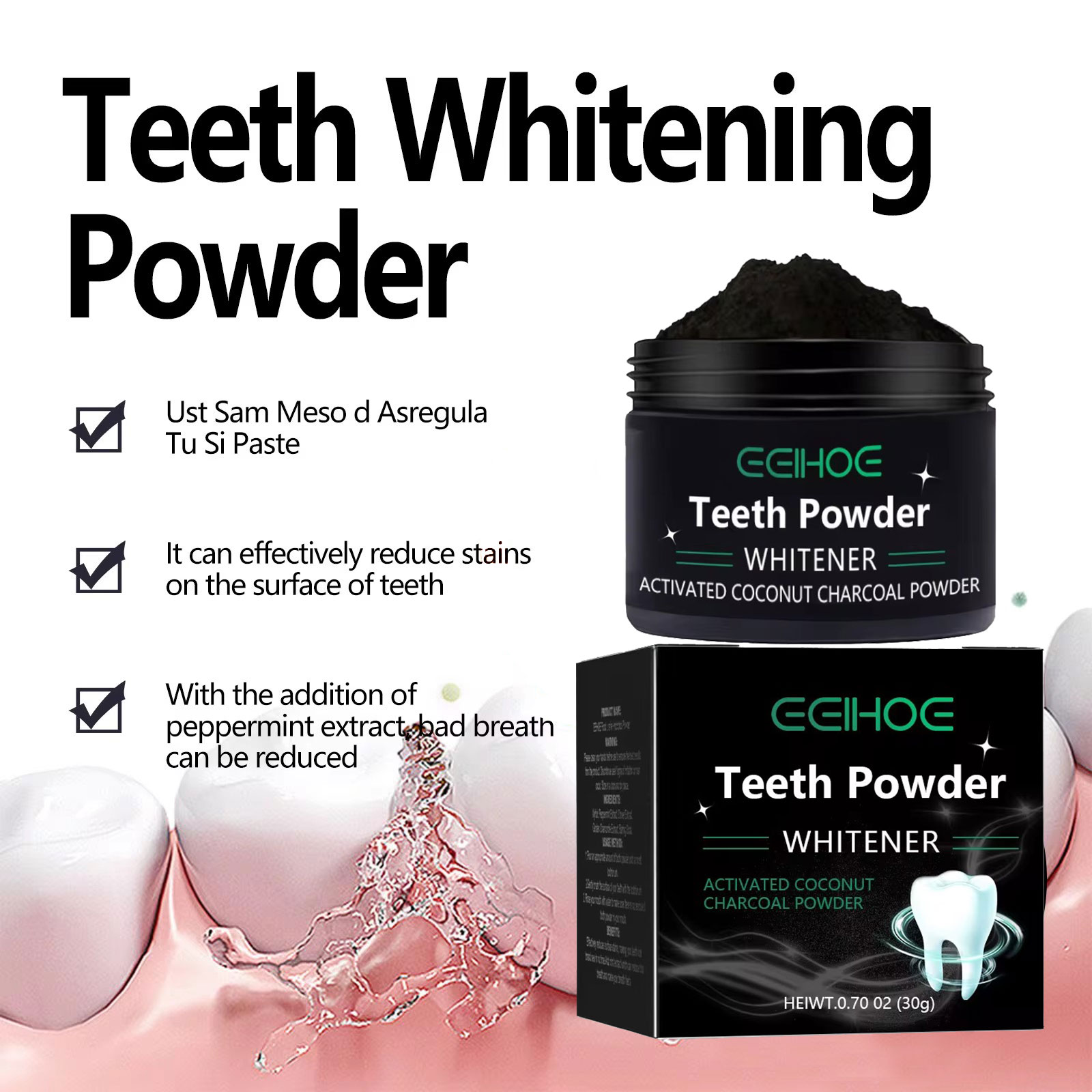 Угольный порошок EELHOE для от – обзор и цена Whitening Powder Activated